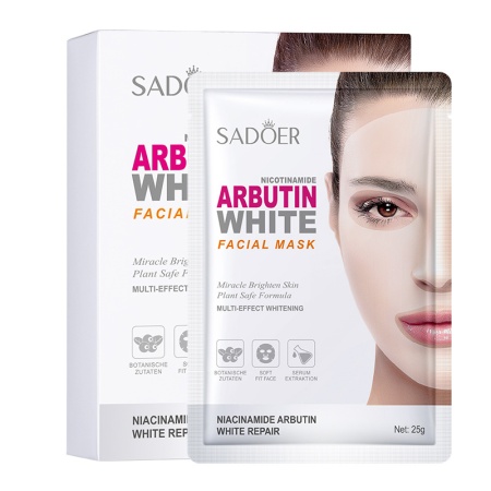 SADOER ARBUTIN WHITE Осветляющая маска-салфетка для лица с арбутином и ниацинамидом, 25г