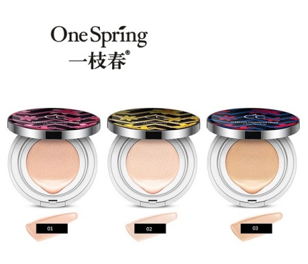 *790725 (02 Слоновая кость) One Spring Увлажняющая тональная основа СС в кушоне (желтая), 25г\12шт