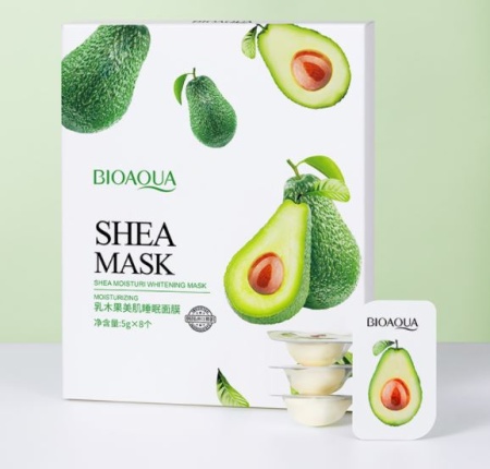 BIOAQUA SHEA MASK Beauty sleep mask  Набор ночных масок для лица с экстрактом авокадо, 8шт*5г