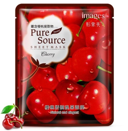 IMAGES Pure Source Маска-салфетка для лица с вишней (увлажнение и свежесть), 40г