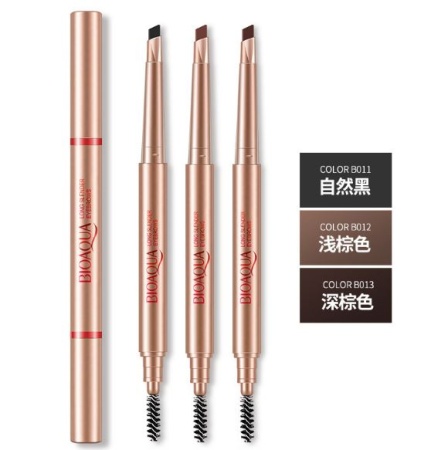 *793276 (В013 темно коричневый) Bioaqua Double Plastic Pencil Карандаш для бровей+щеточка, 0.4г\24шт