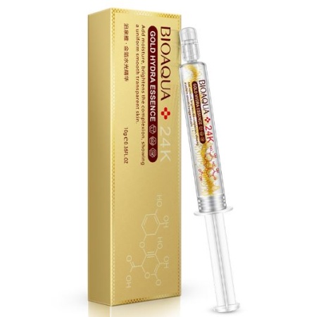 *705323 Bioaqua Gold Hydra Essence Увлажняющая эссенция для лица с 24k золотом и гиалуроновой , 10 м